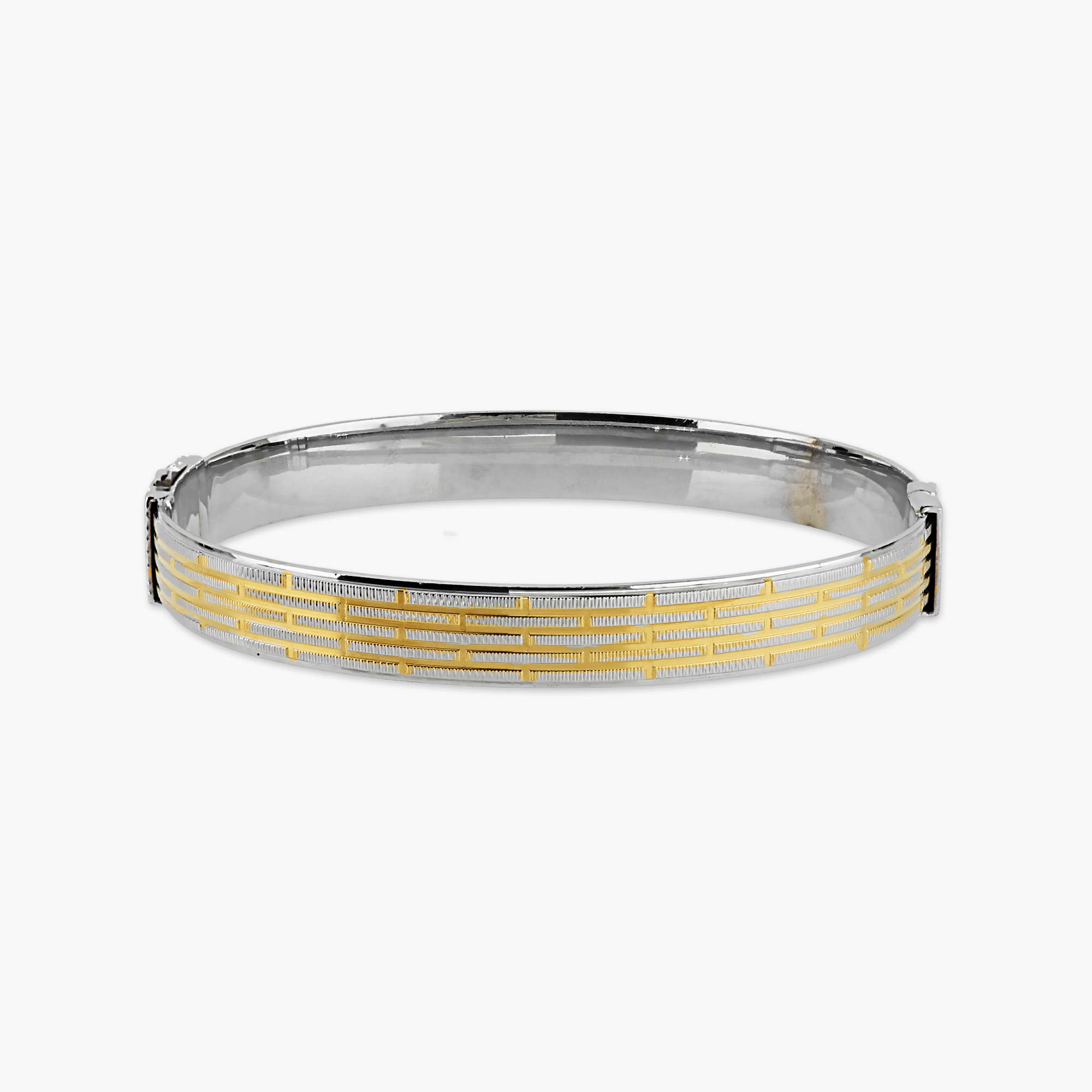 DUAL-TONE BRICK TEXTURE KADA BRACELET FOR MEN