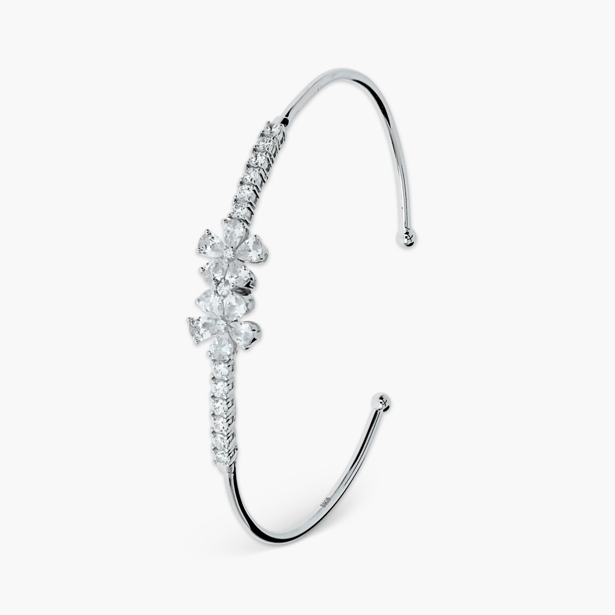 MARQUISE CZ FLORAL OPEN CUFF BRACELET