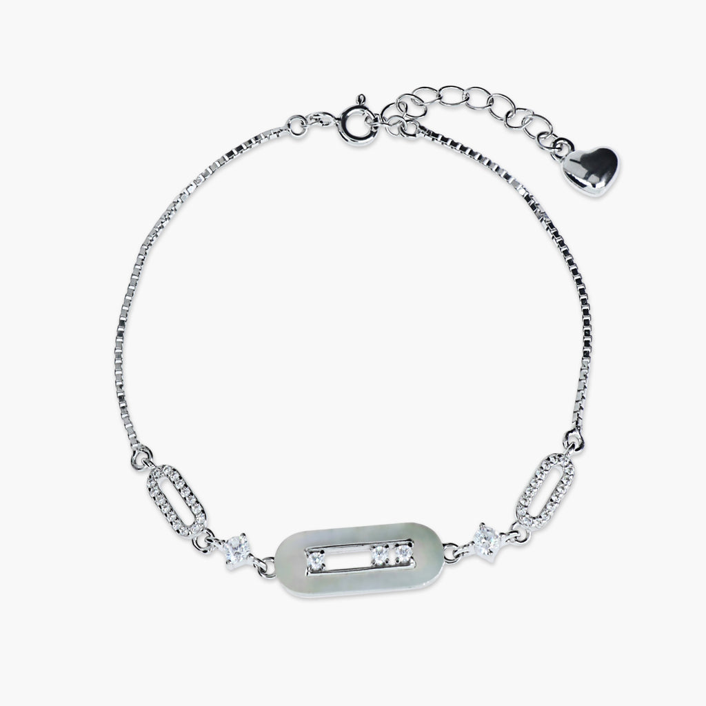 LUMINOUS MOP & PAVÉ BOX LINK BRACELET