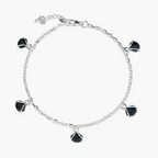 MINIMALIST SILVER BLACK SHELL DANGLE CHARMS ANKLETS