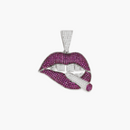 HIP HOP PINK RUBY LIPS & CIGARETTE PENDANT
