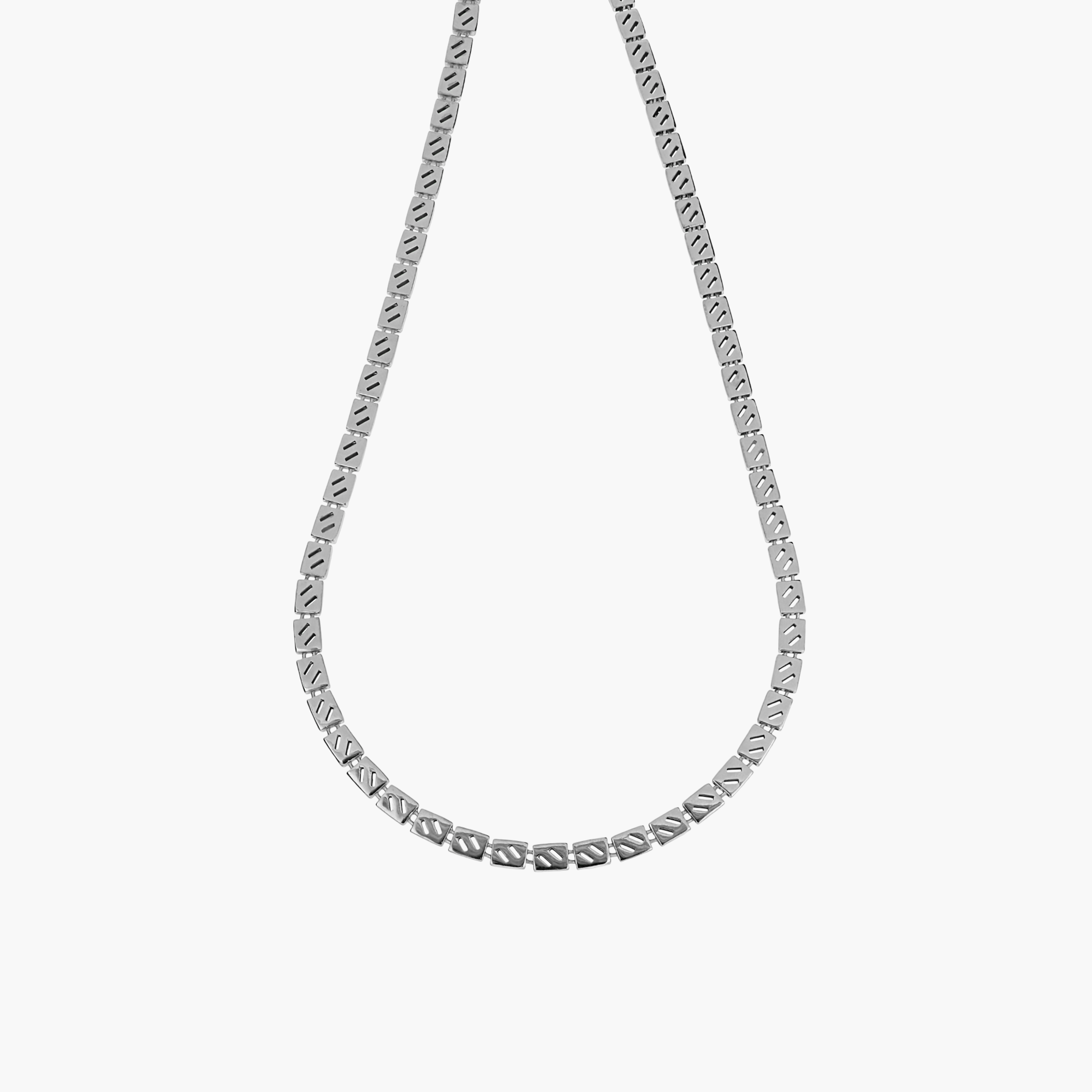 SILVER CLASSIC TEXTURED BLOCK-LINK CHAIN