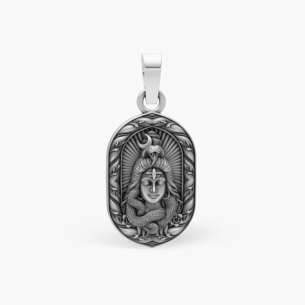 LORD SHIVA ADIYOGI OVAL FLORAL PENDANT