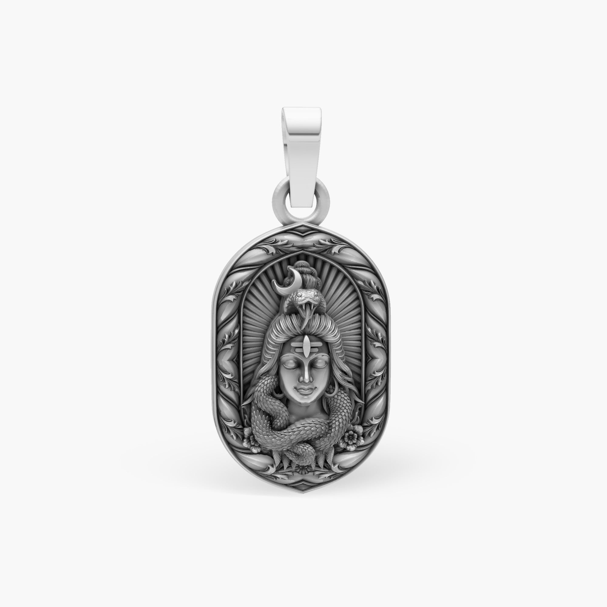 LORD SHIVA ADIYOGI OVAL FLORAL PENDANT