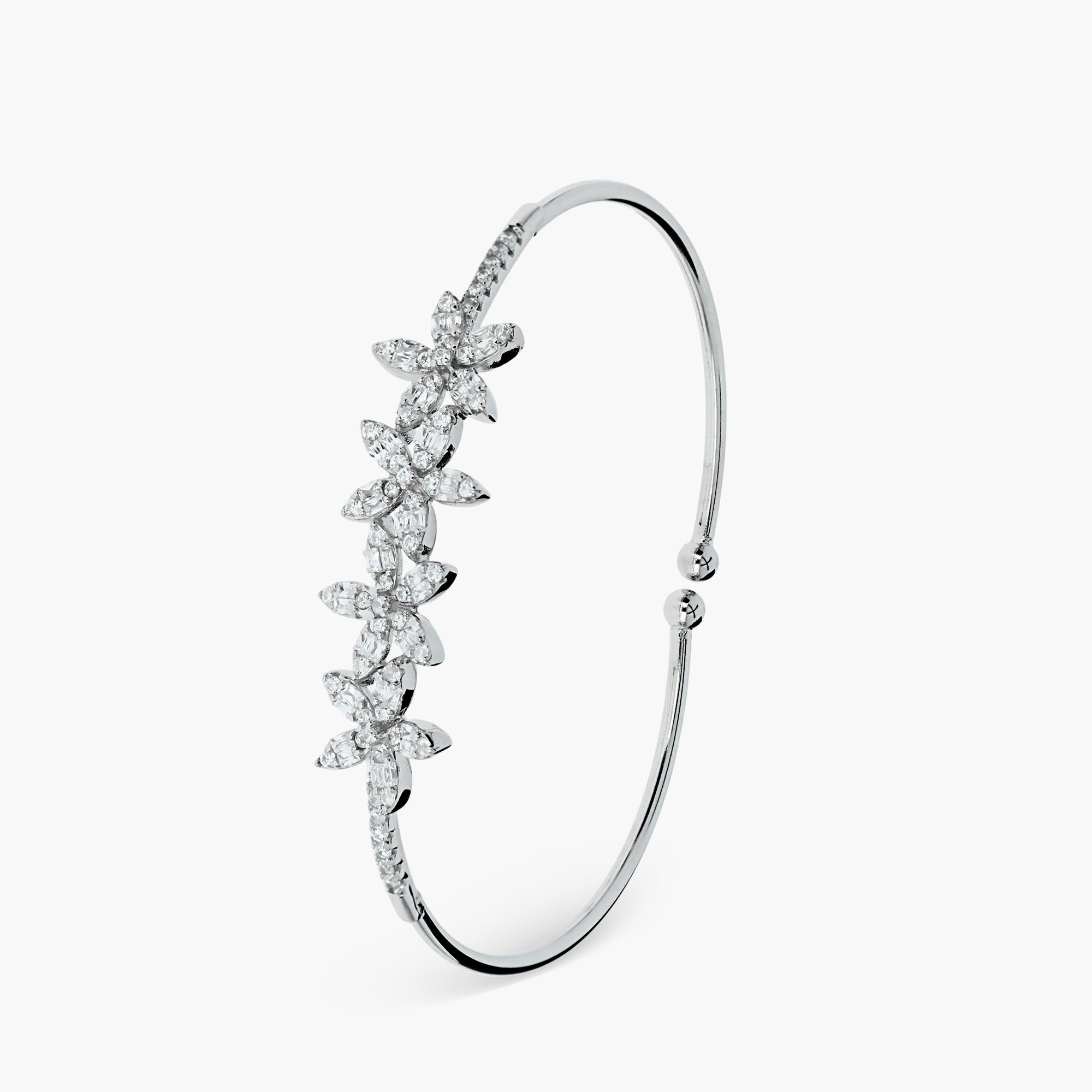 LUMINOUS BLOOMING VINE CZ CUFF BRACELET