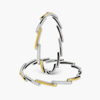 SILVER DUAL-TONE GEOMETRIC LINK BANGLES