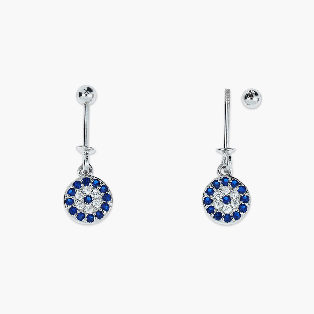 SAPPHIRE BLUE EVIL EYE DROP EARRINGS