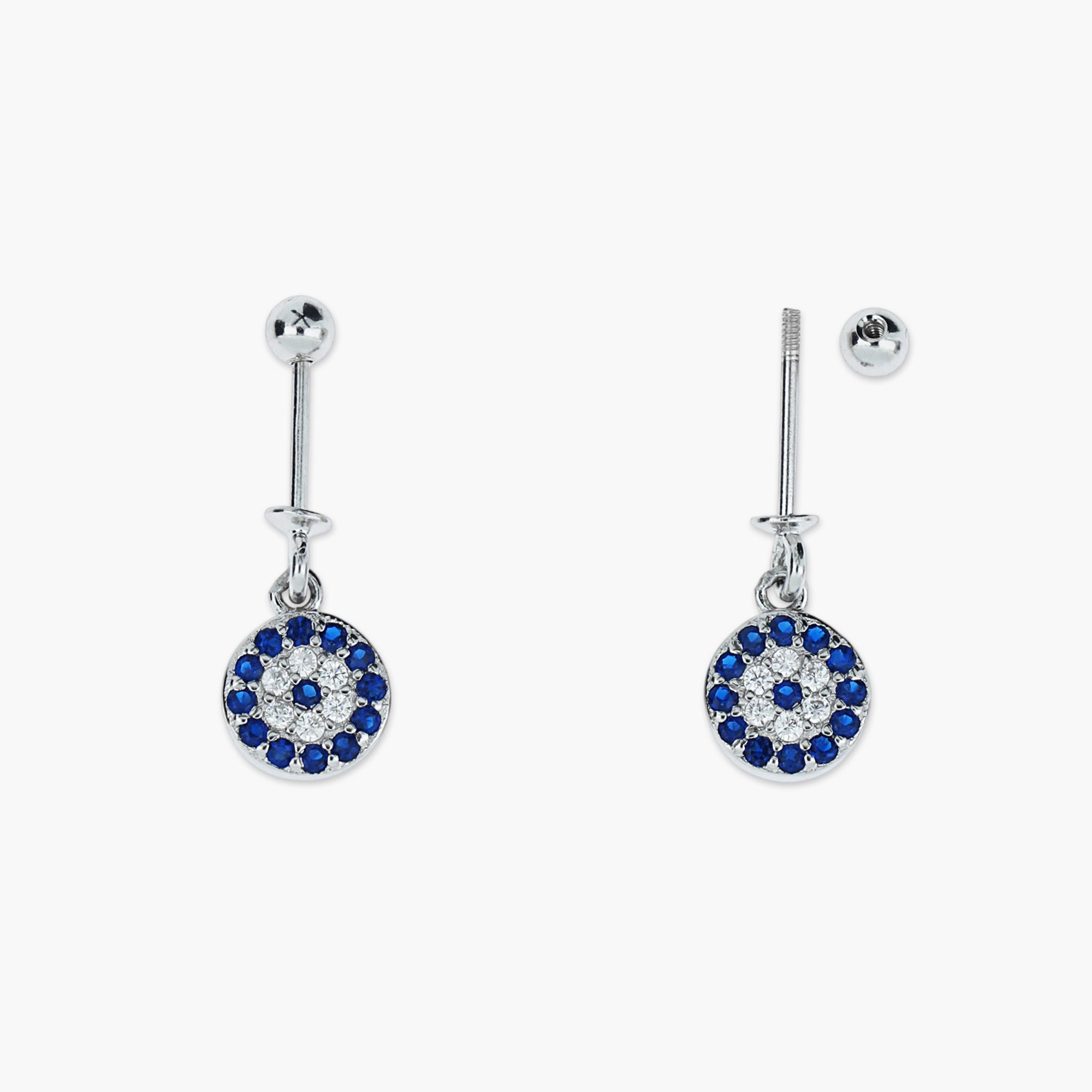 SAPPHIRE BLUE EVIL EYE DROP EARRINGS