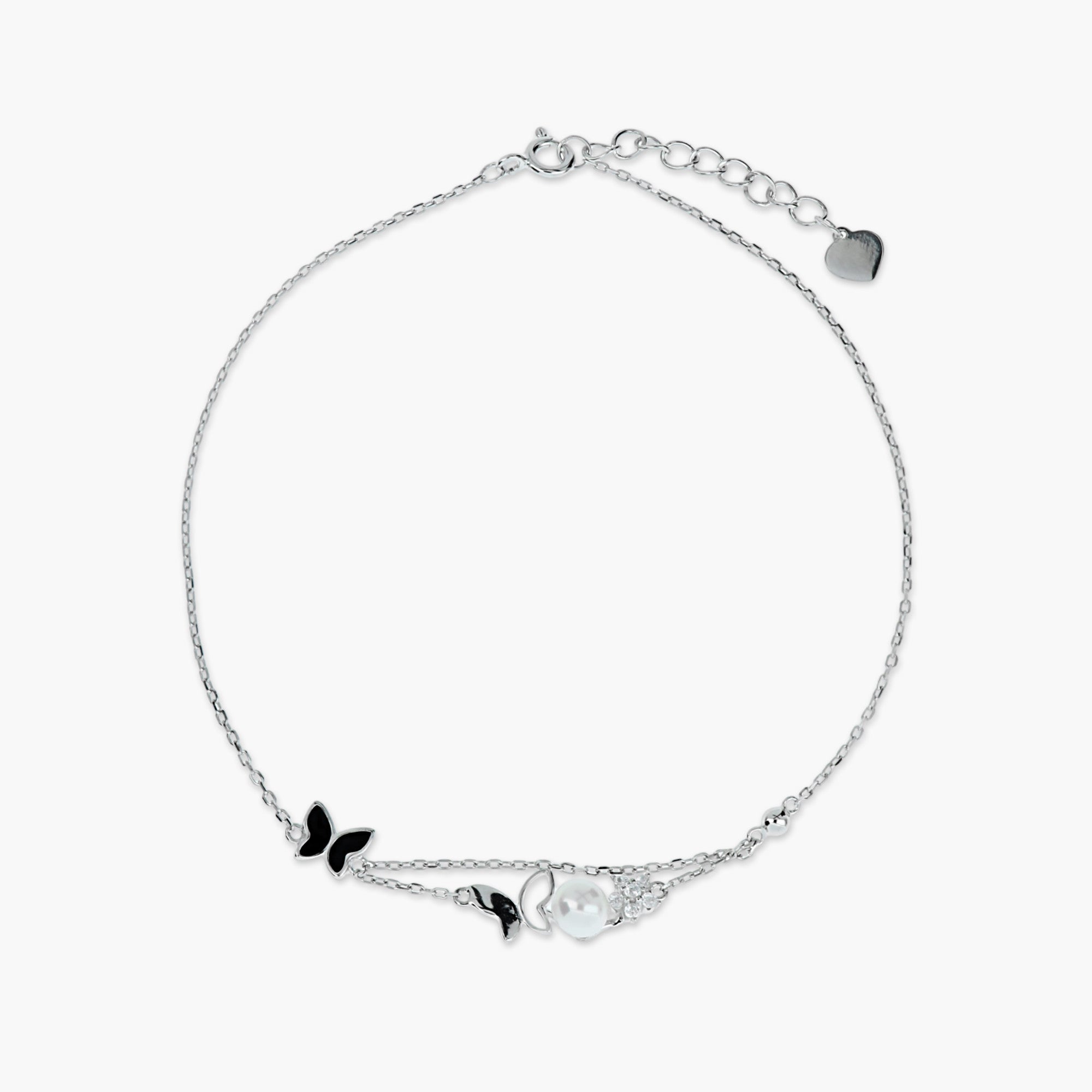 ELITE RHODIUM-PLATED ENAMEL BUTTERFLY ANKLET