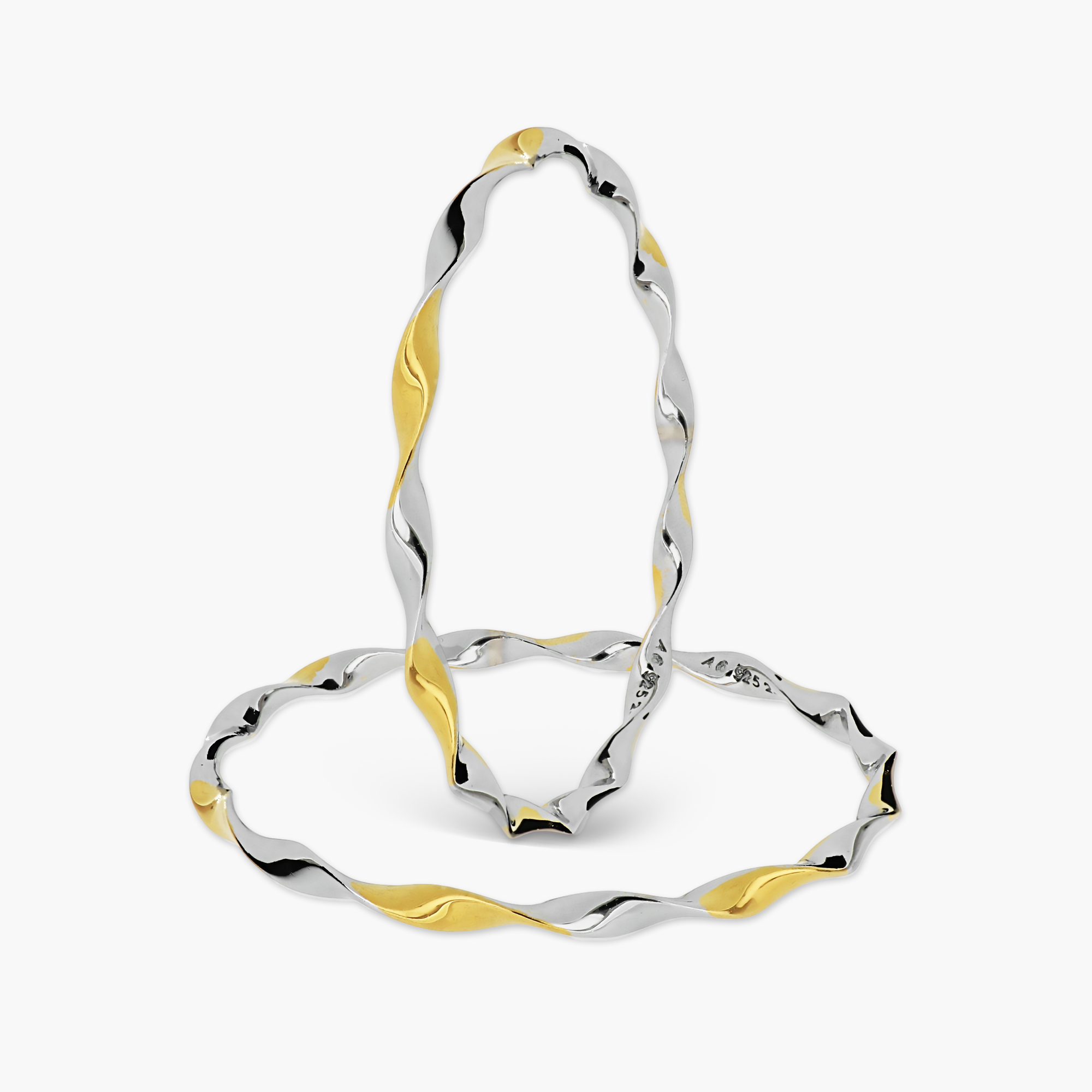 925 STERLING SILVER DUAL-TONE TWISTED BANGLES
