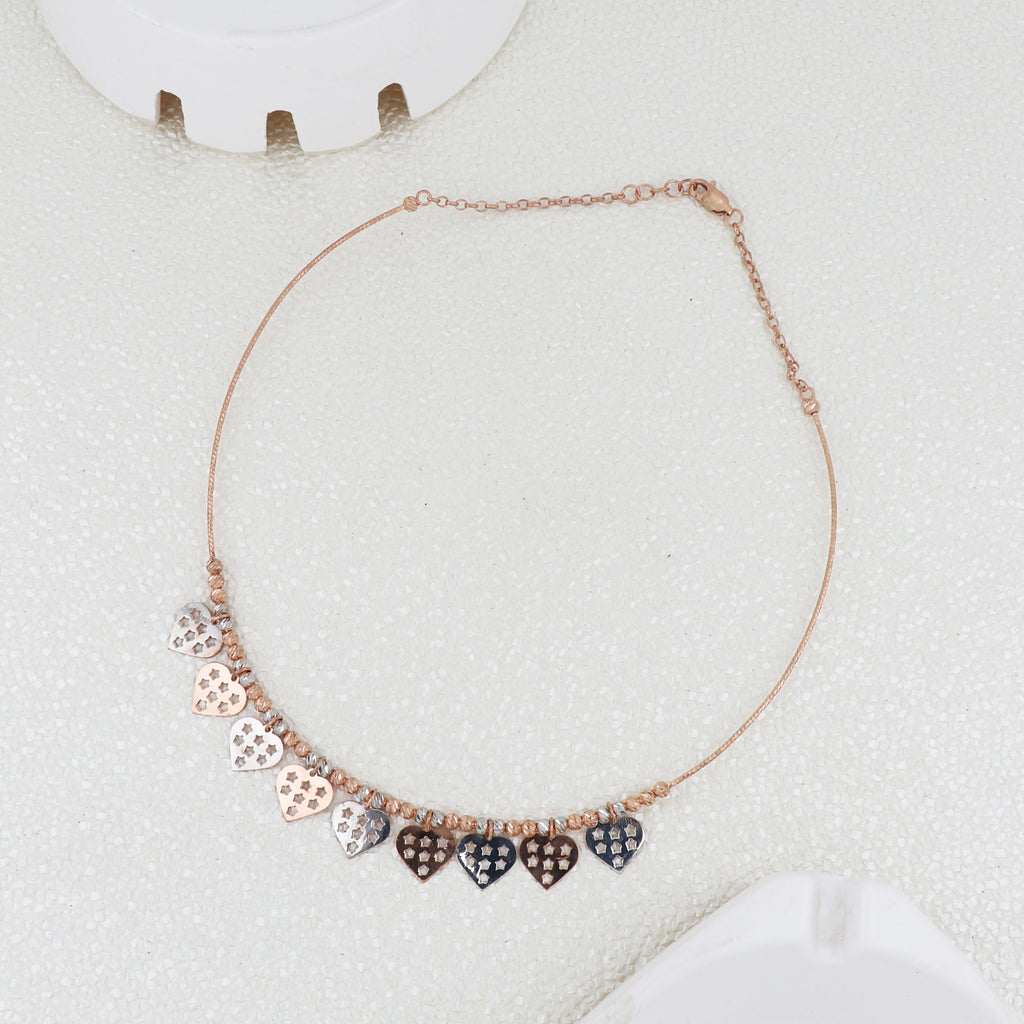 Adjustable Heart Tanmaniya Necklace Rose Gold Rhodium Dual Tone 925 Silver