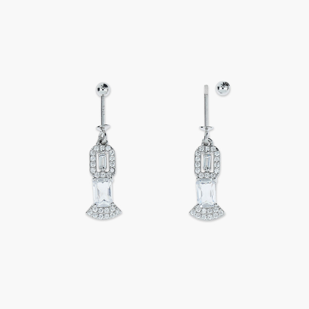 CZ RECTANGLE DROP EARRINGS WOMEN