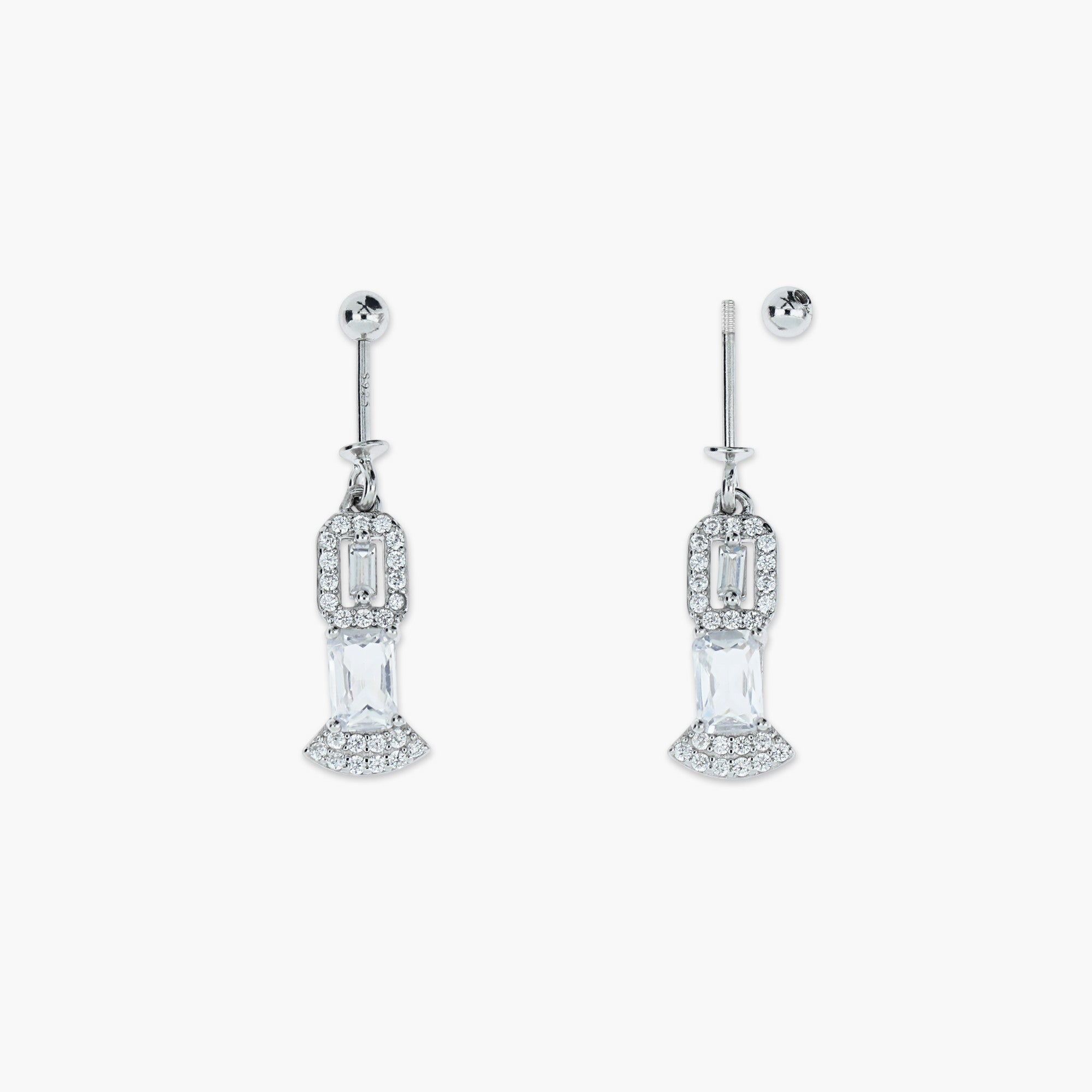 CZ RECTANGLE DROP EARRINGS WOMEN