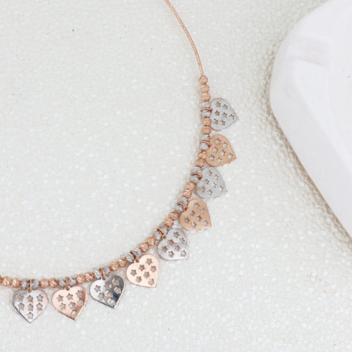 Lyneza 925 Silver Tanmaniya Necklace Heart Charm Close Up