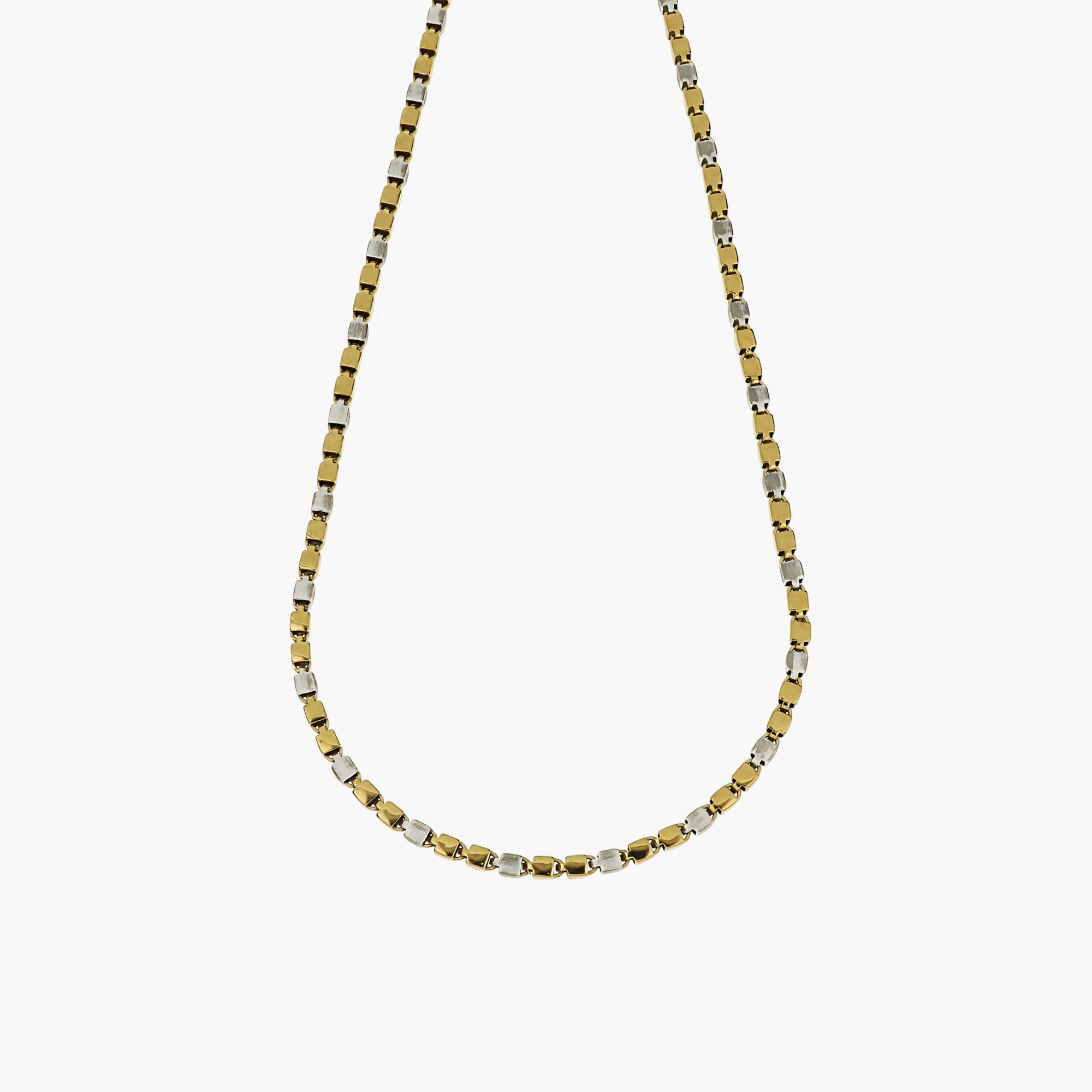 DUAL-TONE CUBIC LINK 925 SILVER CHAIN - ANTI-TARNISH