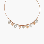 925 Sterling Silver Heart Tanmaniya Necklace Dual Tone Rose Gold Front View