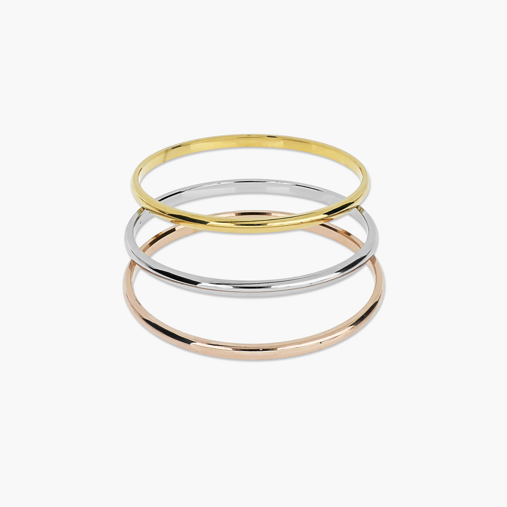 SILVER TRICOLOR STACKABLE BANGLES