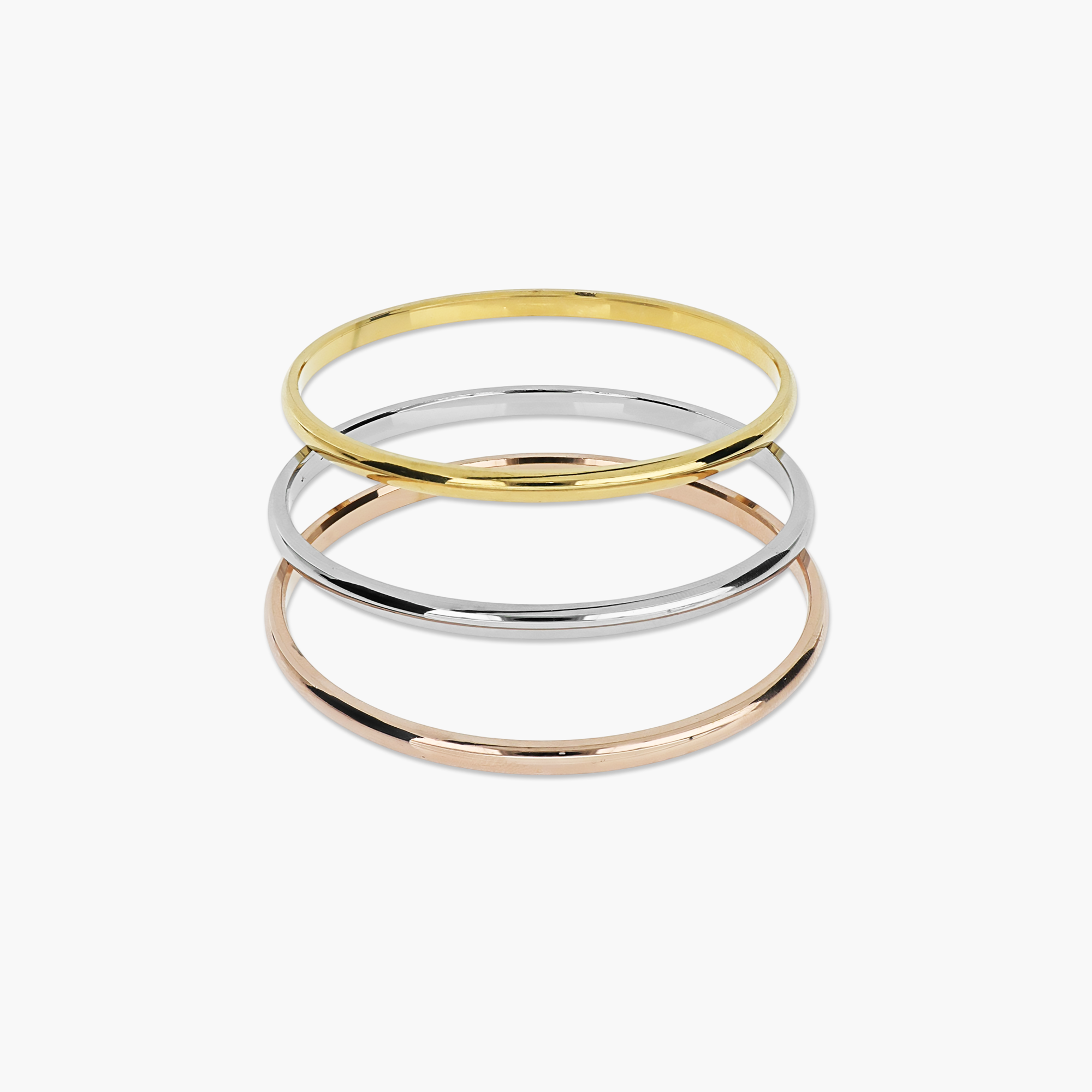 SILVER TRICOLOR STACKABLE BANGLES
