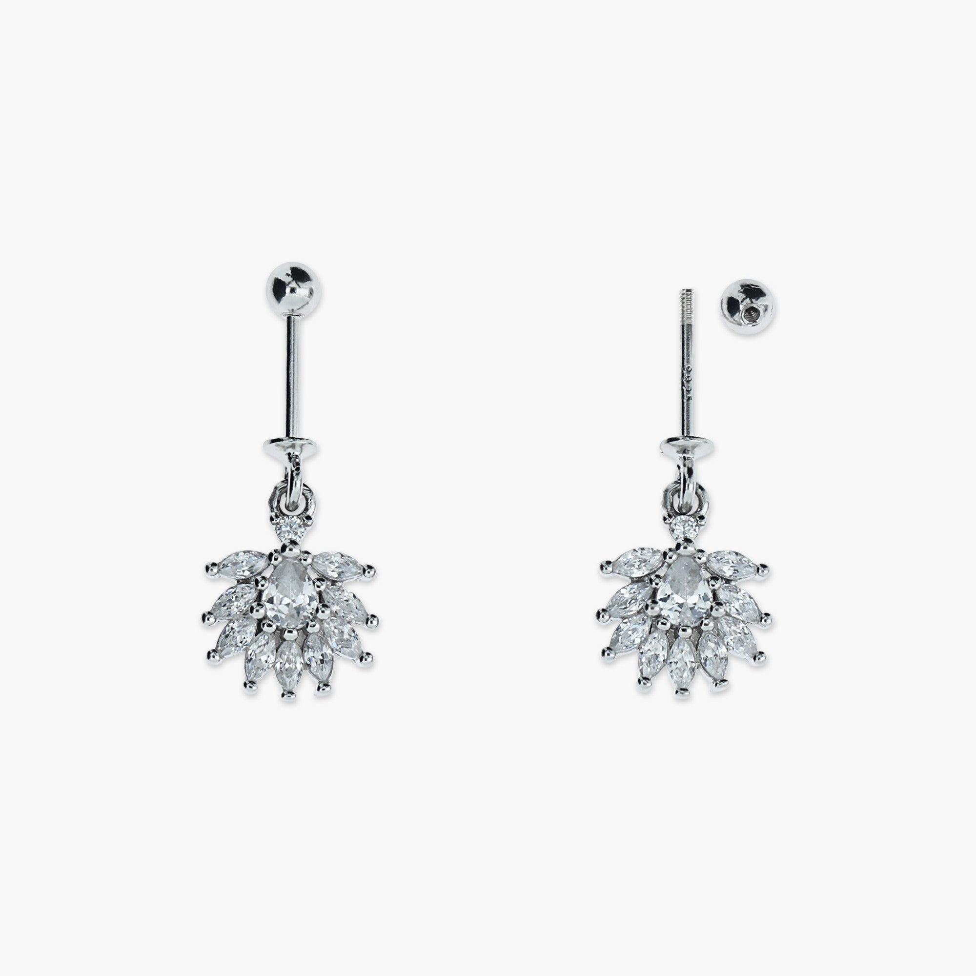 CZ FLOWER SWIRL DROP EARRINGS WOMEN