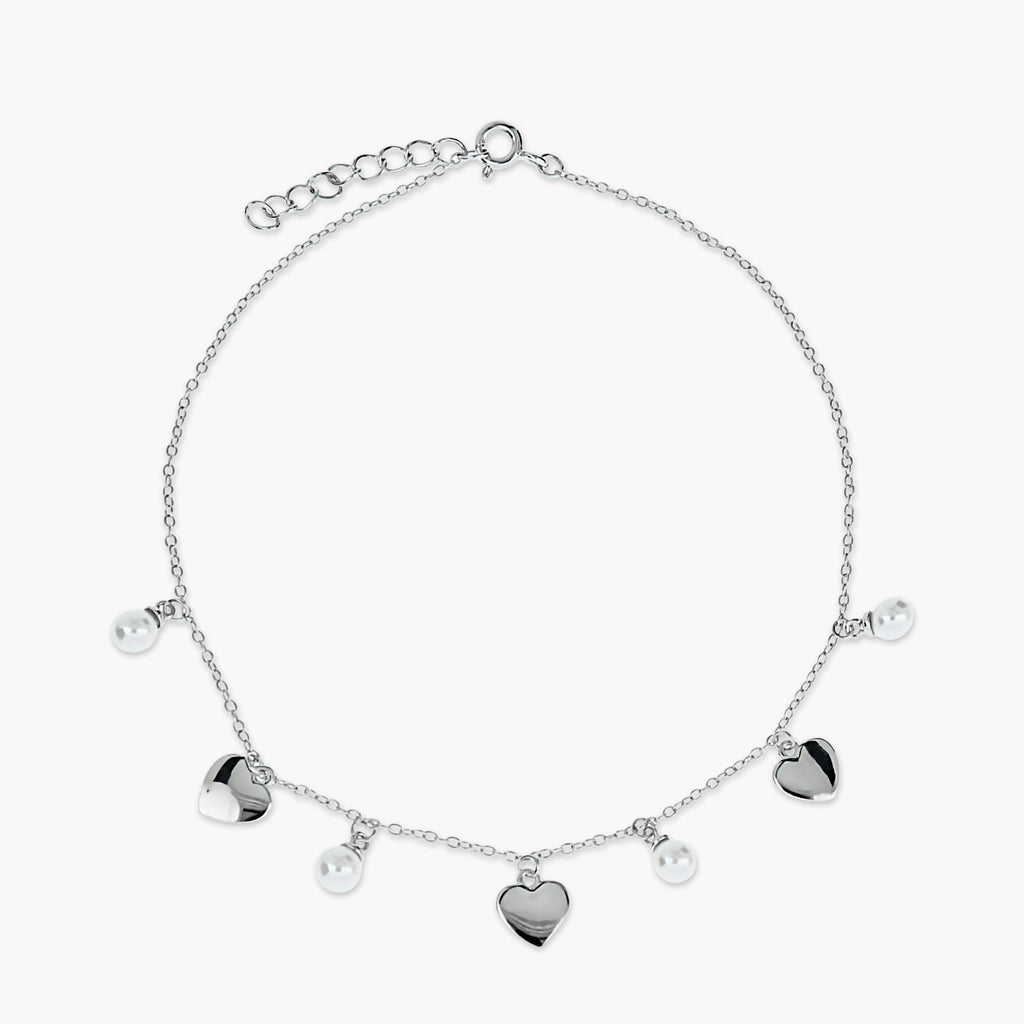 PEARL HEART CHARMS ANKLETS