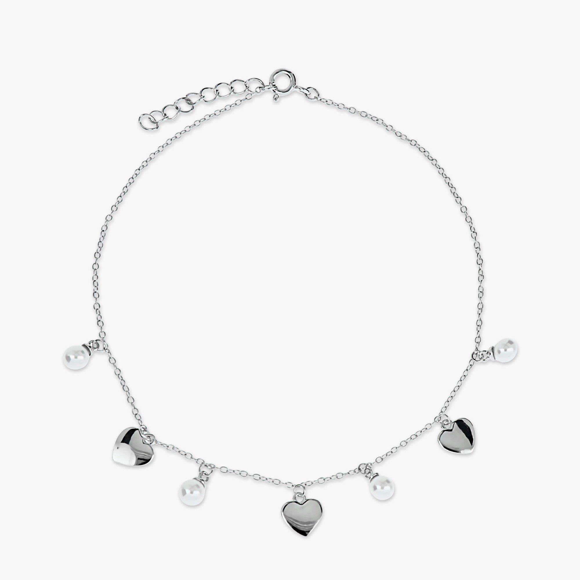 PEARL HEART CHARMS ANKLETS