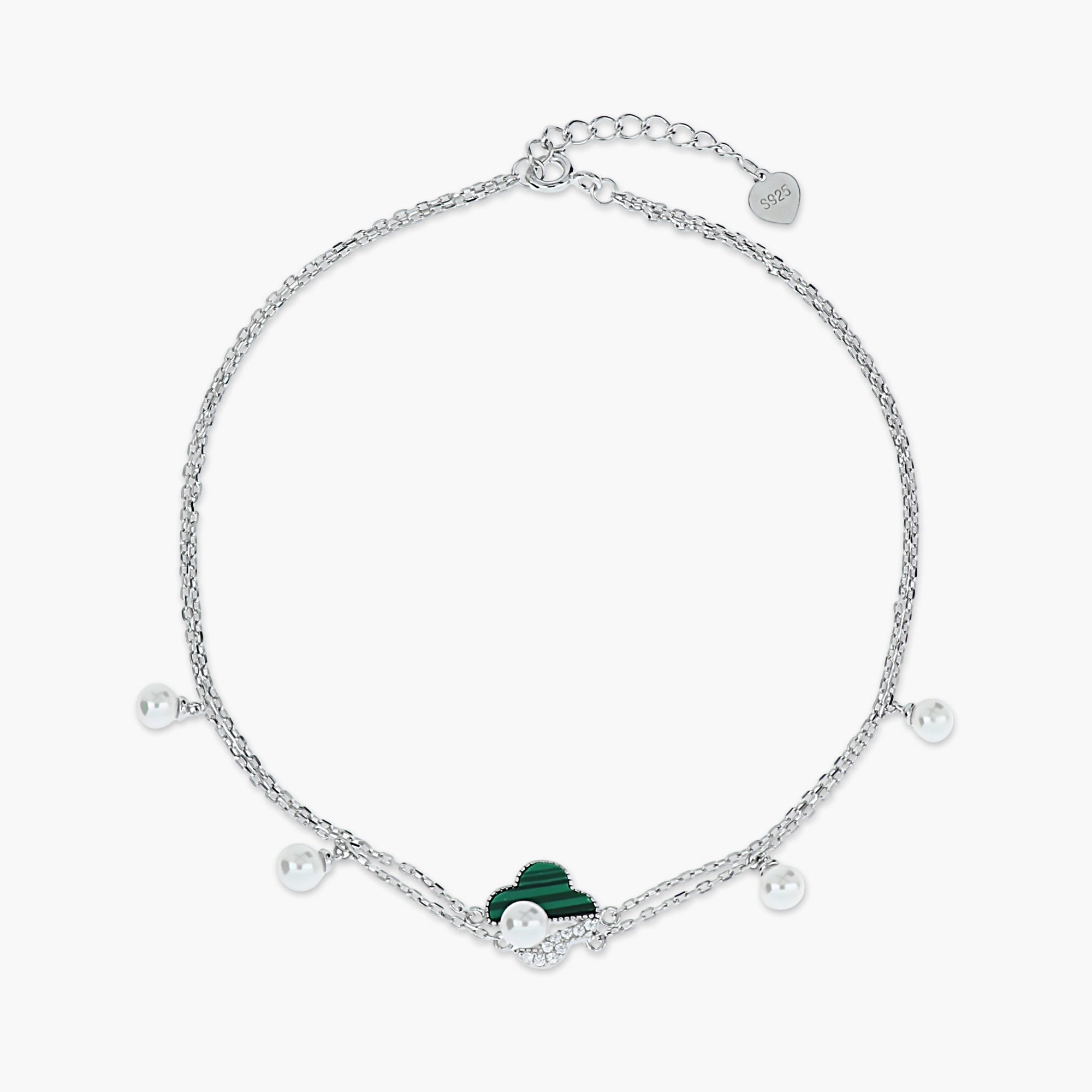HERITAGE DUAL-STRAND MALACHITE LINK ANKLET