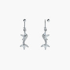 CZ DOLPHIN FLOWER DROP EARRINGS WOMEN