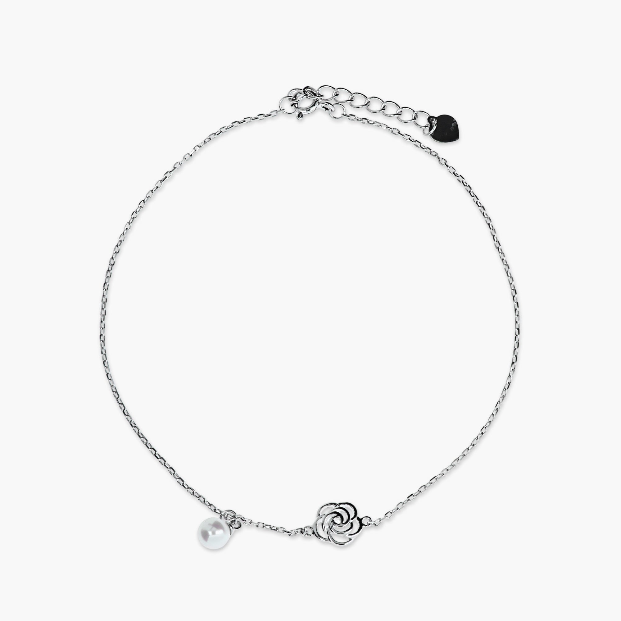 SPARKLING PEARL ROSE FLOWER ANKLET