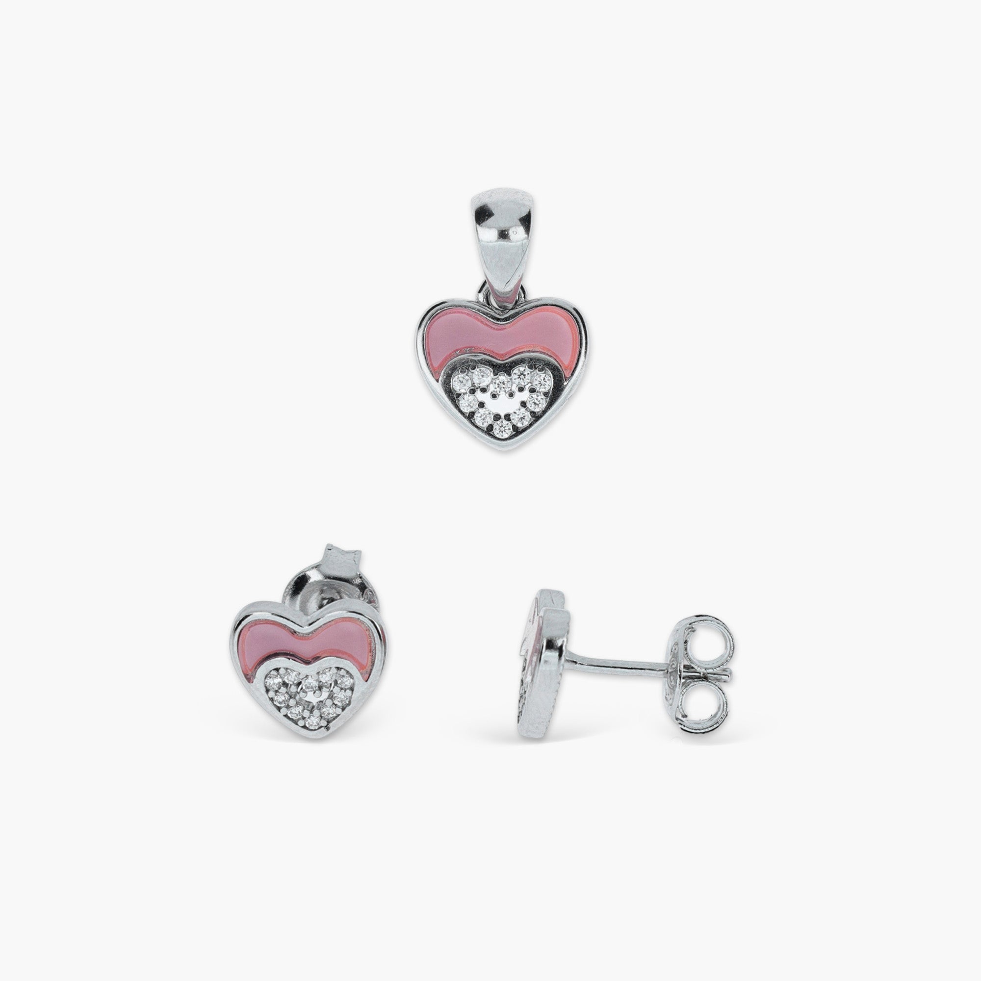 ROSE ENAMEL HEART BLOOM SET
