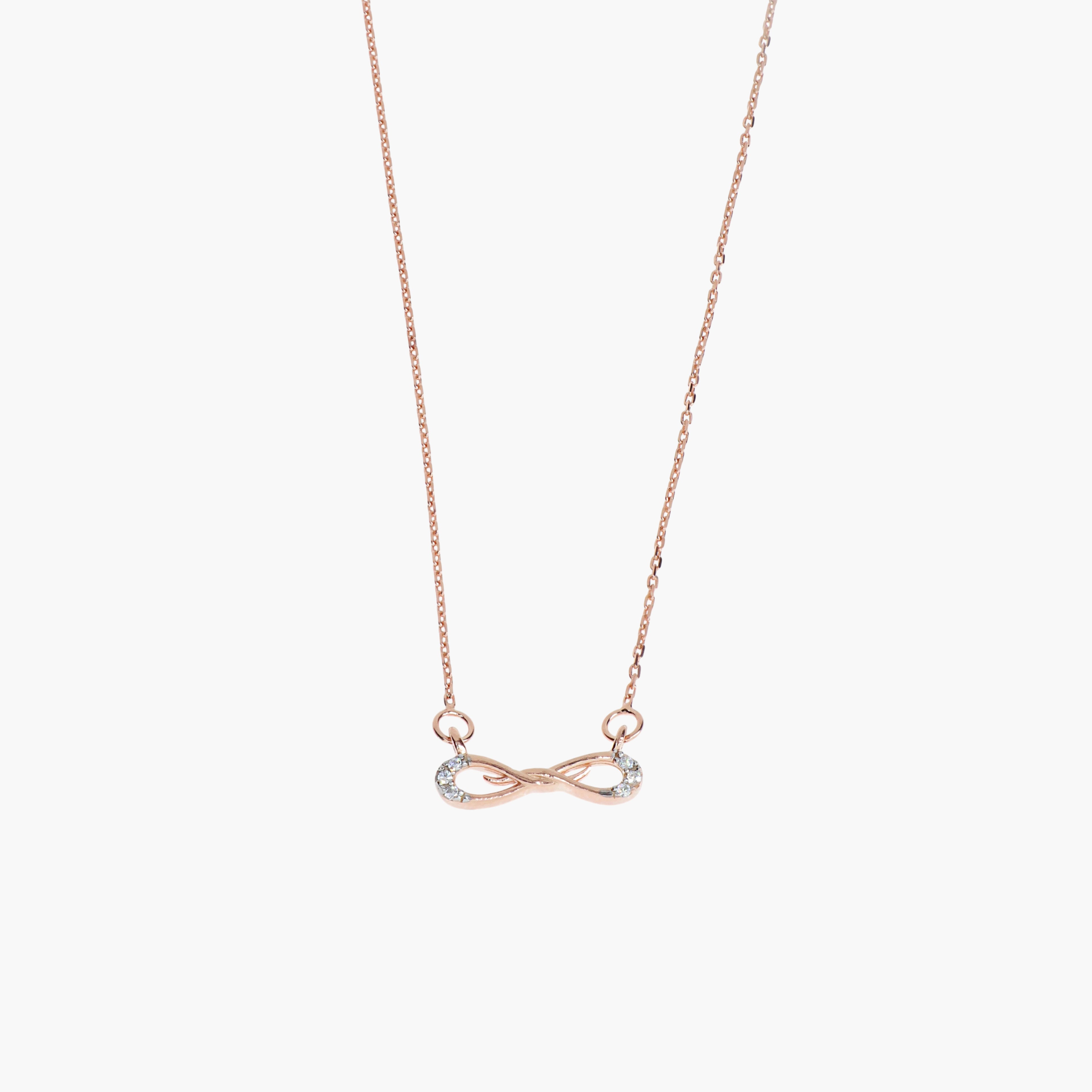 925 SILVER SCULPTED INFINITY DAINTY ROSE GOLD NECKLACE