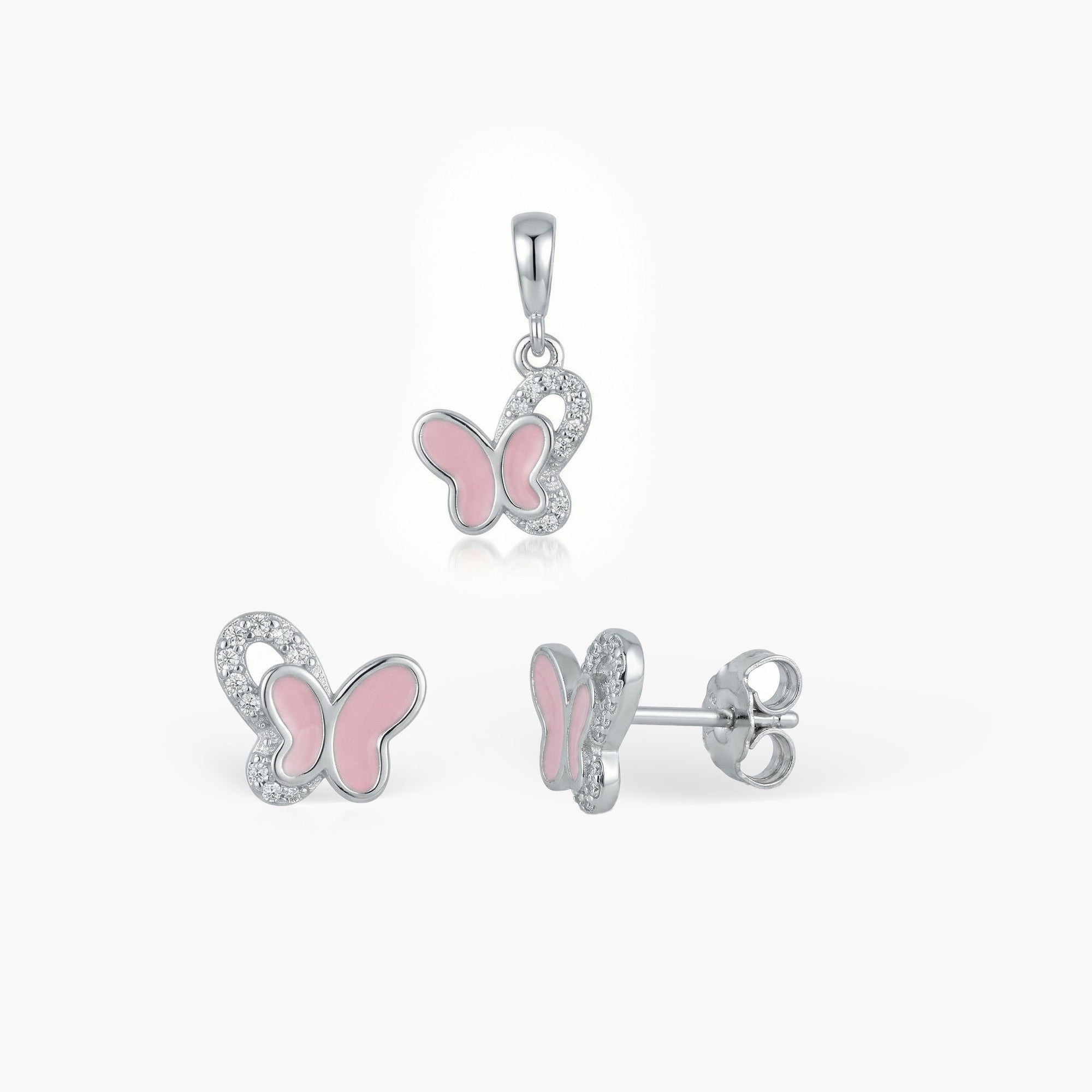 BUTTERFLY ENAMEL PENDANT SET