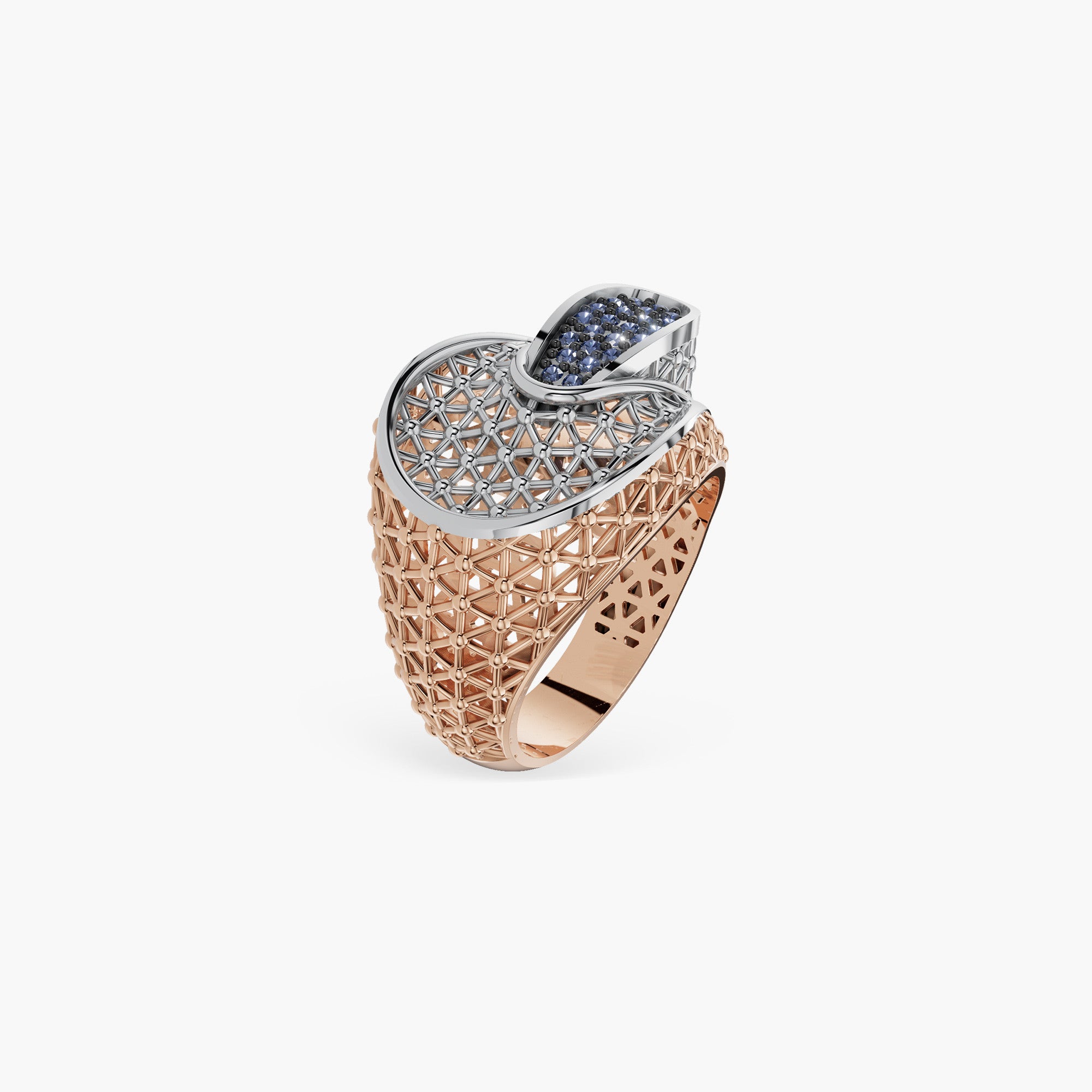 925 STERLING CONTEMPORARY JALI WORK DIAMOND COCKTAIL RING