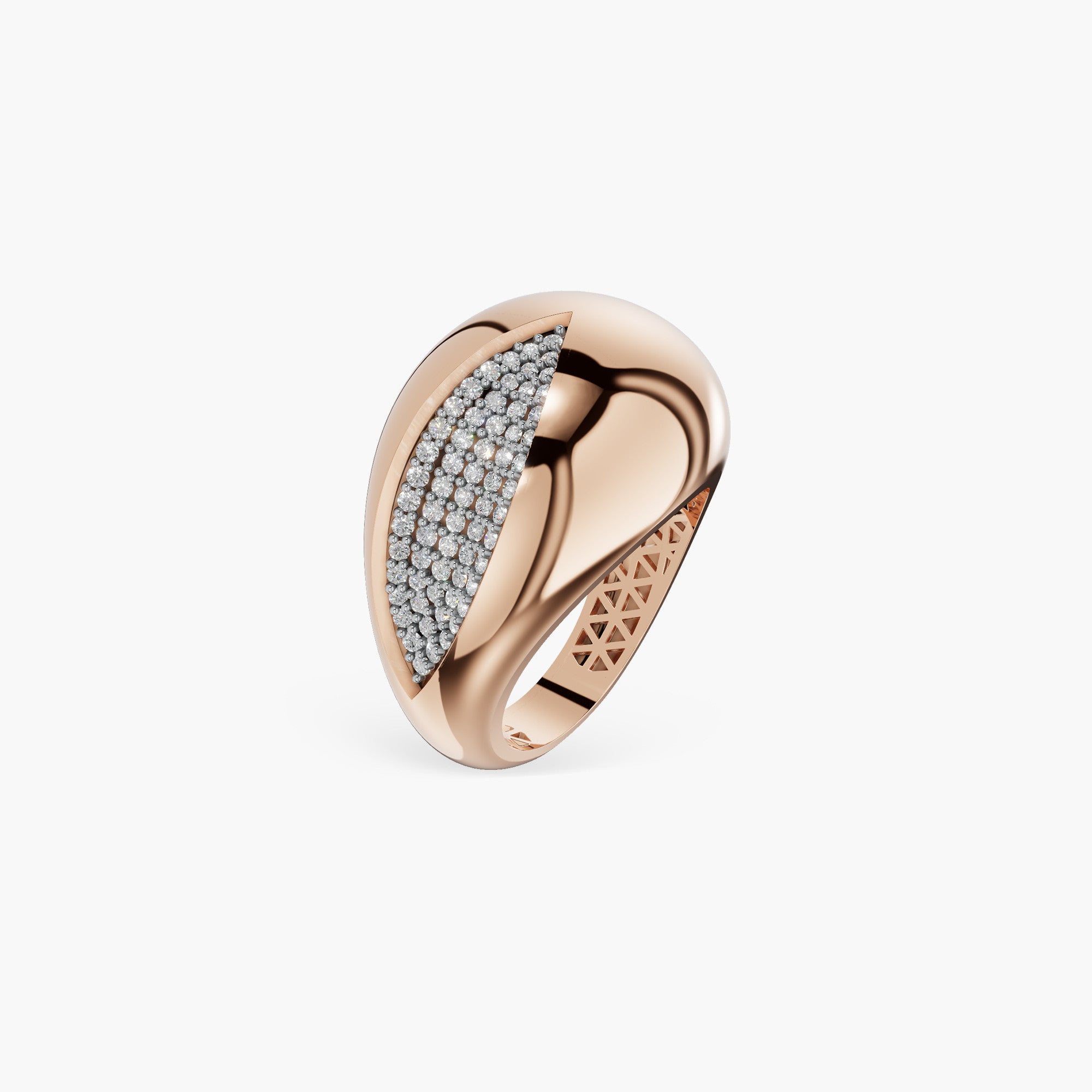 925 STERLING ANELLO CONTRARIE ROSEY WITH CUBIC ZIRCONIA PAVE RING