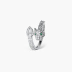 SILVER PANTHER GREEN EYE STATEMENT RING