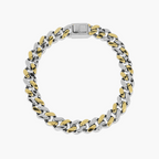 SILVER DUAL-TONE CUBAN CURB LINK MENS BRACELET