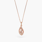 925 STERLING ROSE GOLD DIAMOND TEARDROP LATTICE PENDANT