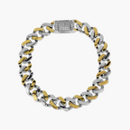 SILVER DUAL-TONE PAVÉ CUBAN LINK BRACELET