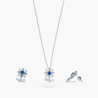 HERBARIUM CLUSTER SAPPHIRE BLUE FLORAL PARURE NECKLACE