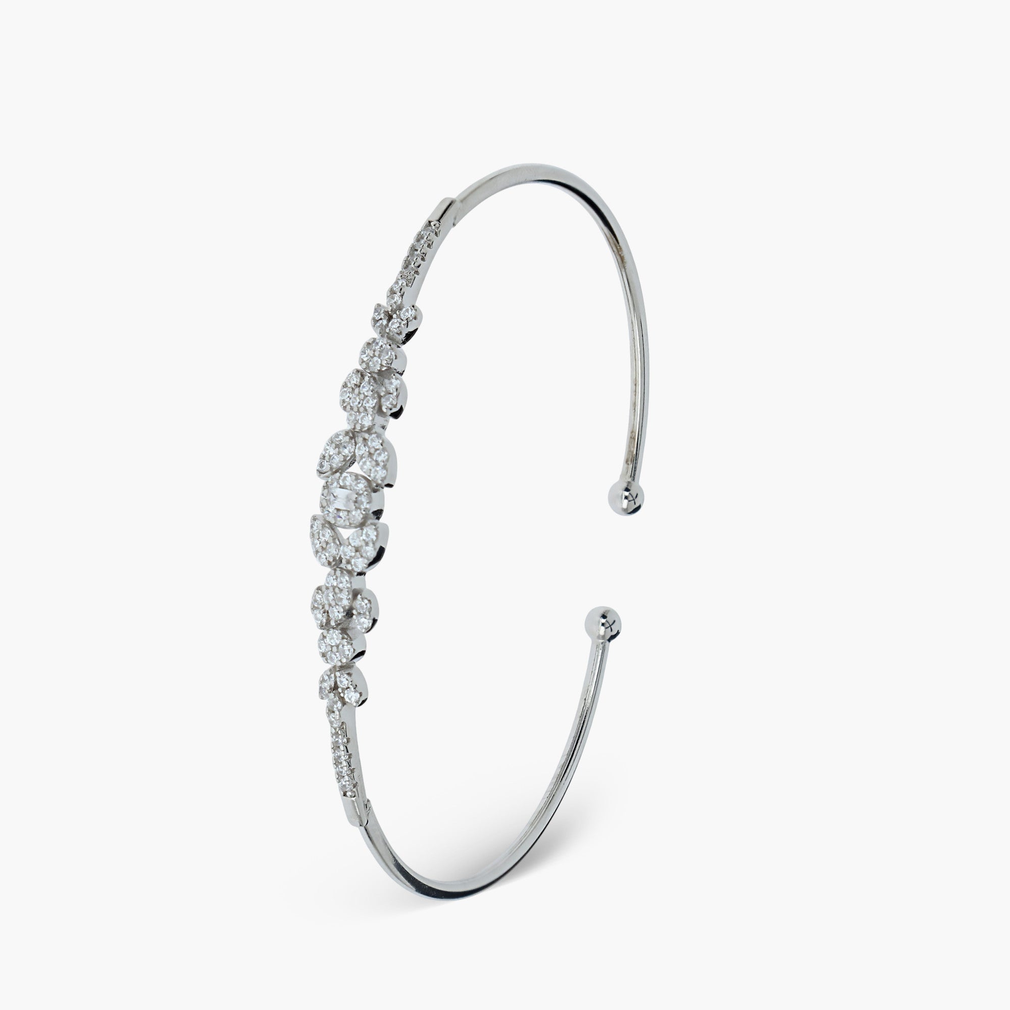 GRADUATED MARQUISE & ROUND CLUSTER OPEN CUFF BRACELET