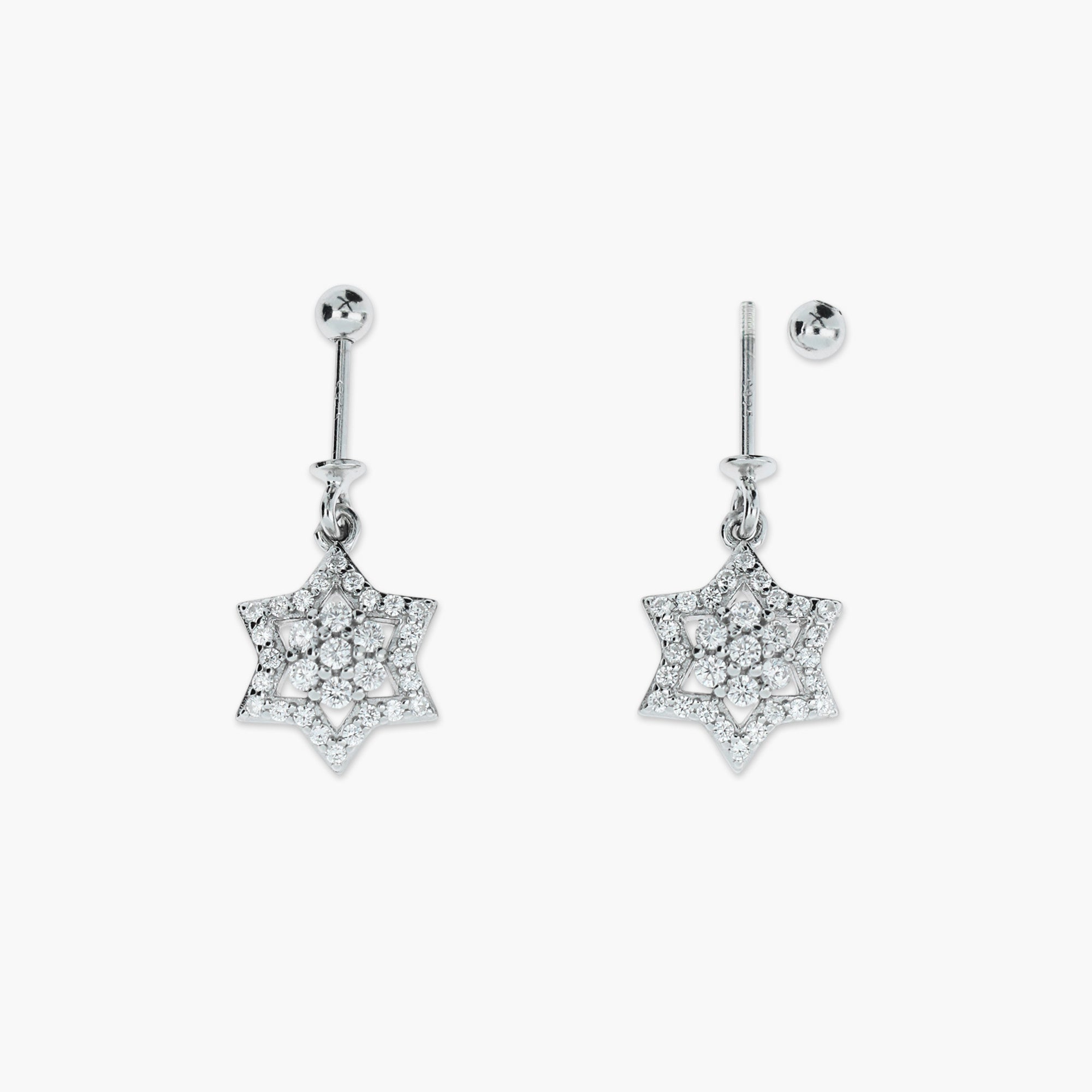 CZ STAR OF DAVID DROP EARRINGS WOMEN