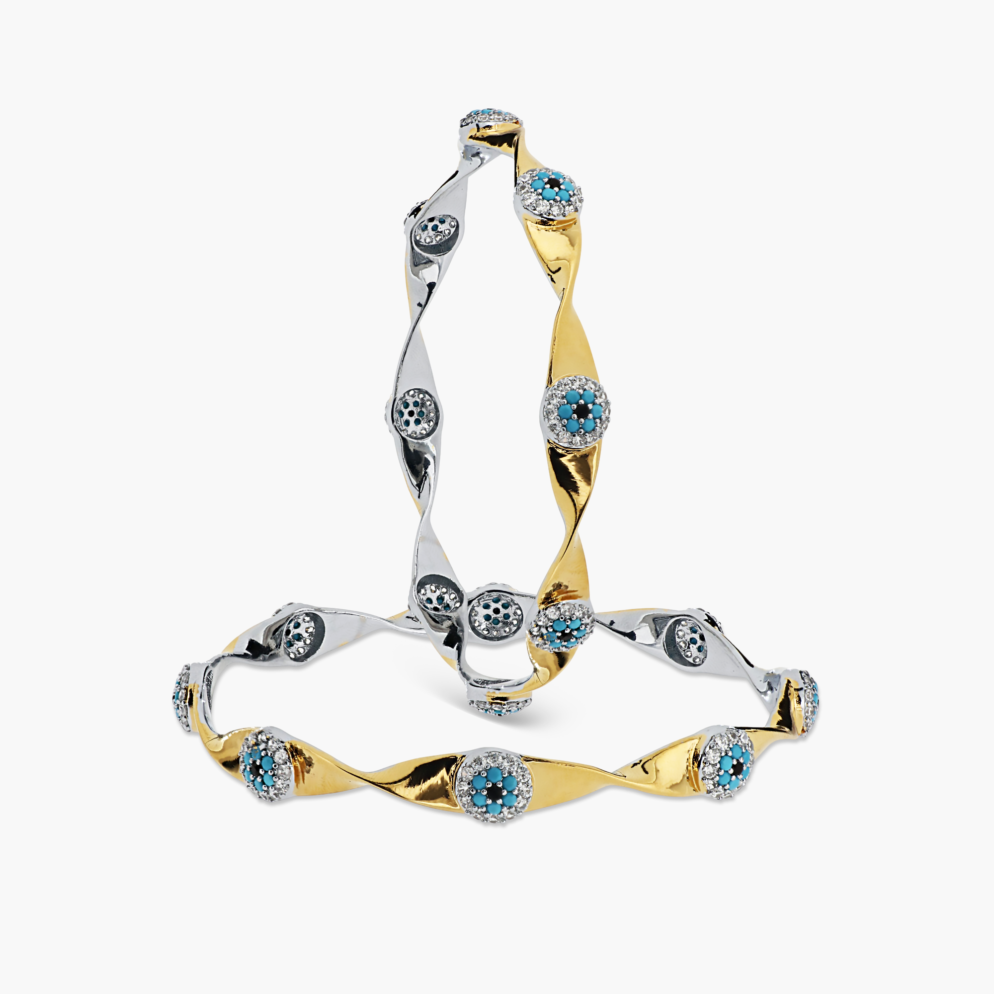 VORTEX DUAL-TONE EVIL EYE BANGLES