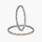 SILVER ROSE TONE HEART-TO-HEART BANGLES