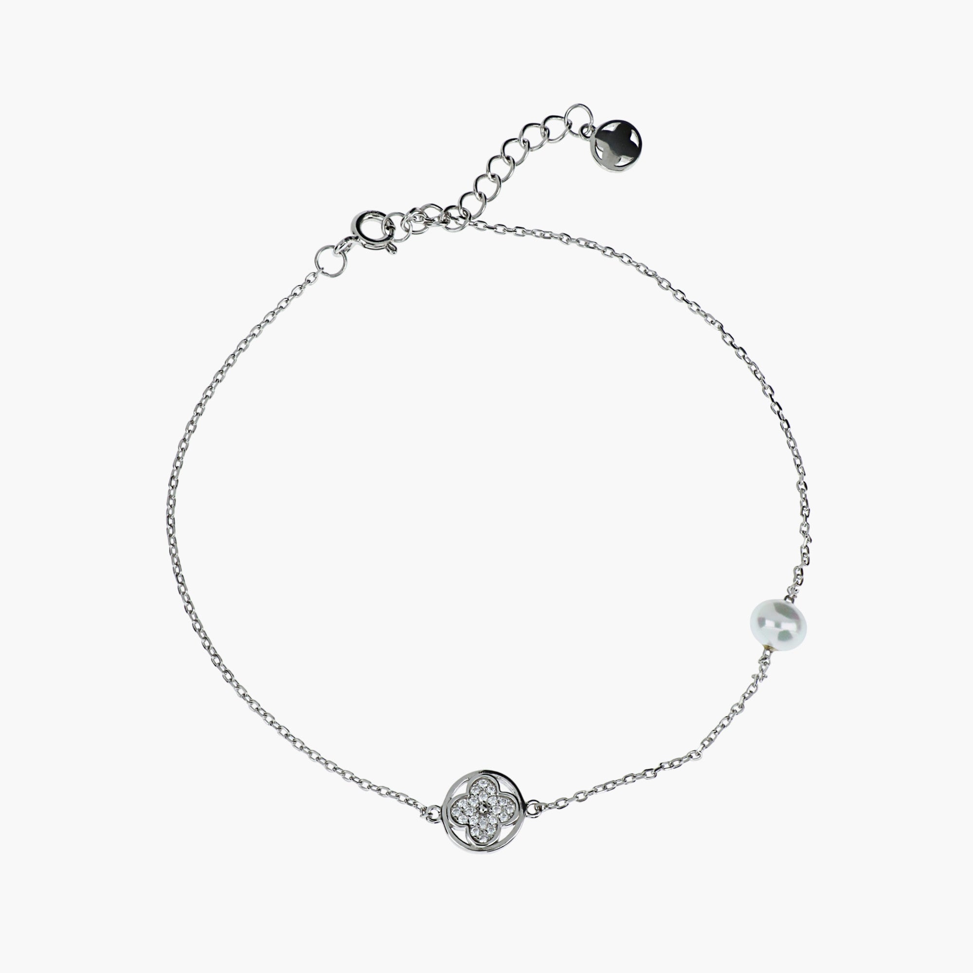 CELESTIAL QUATREFOIL PEARL STATION ANKLET