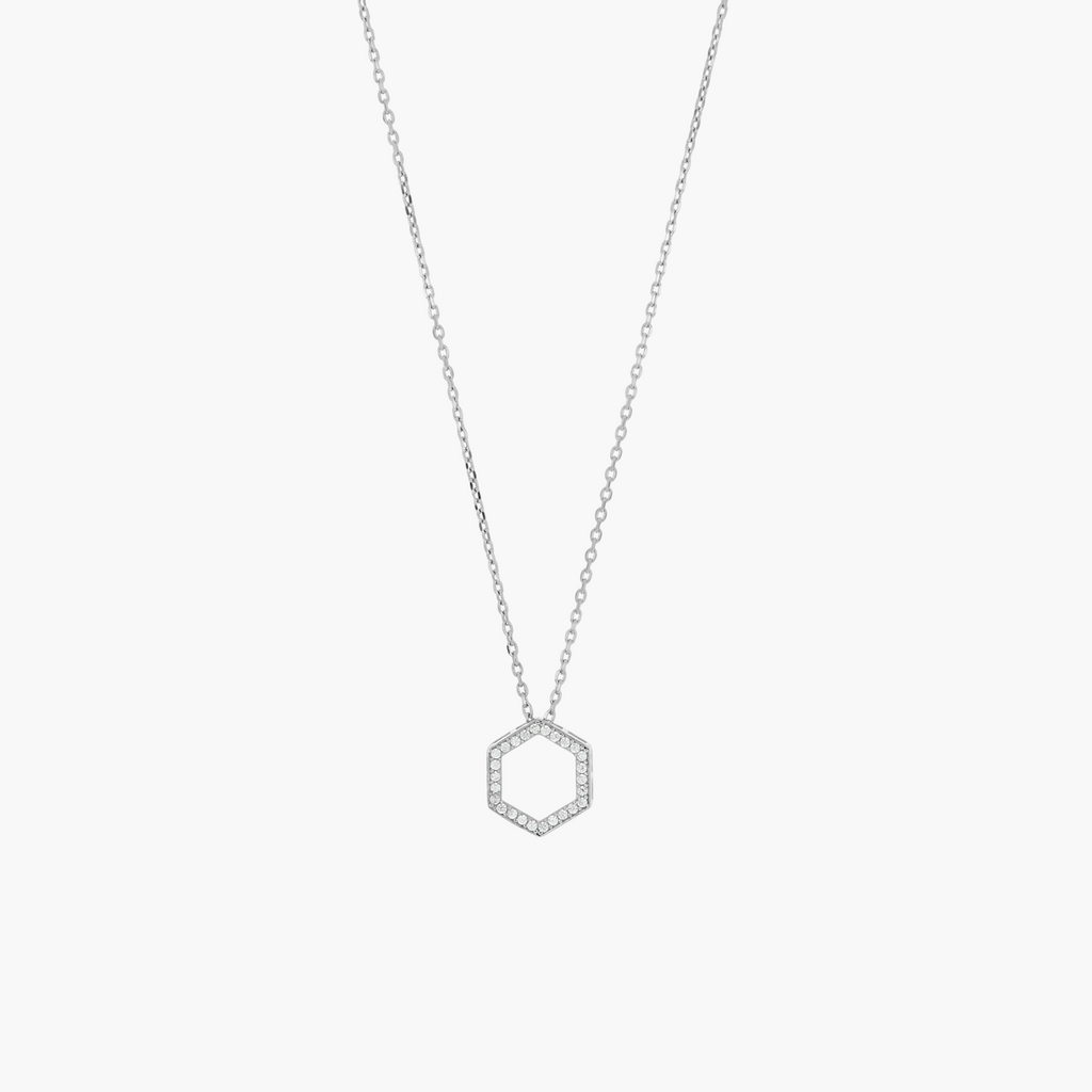 PAVÉ ZIRCONIA HEXAGON NECKLACE