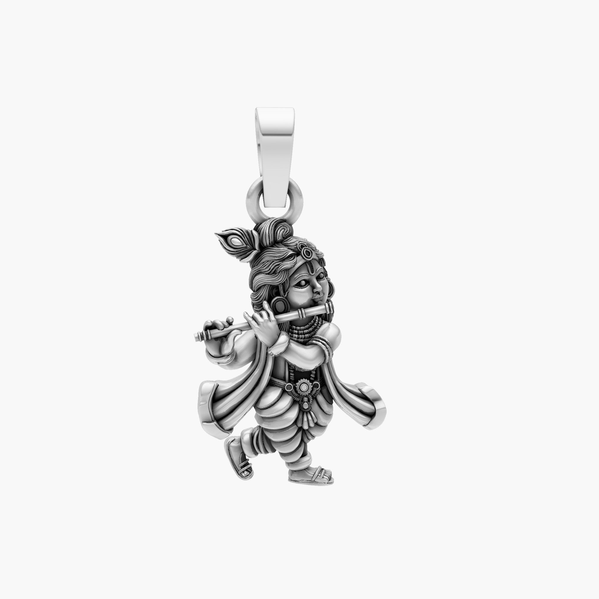 SILVER BAL GOPAL KRISHNA PLAYING FLUTE PENDANTS
