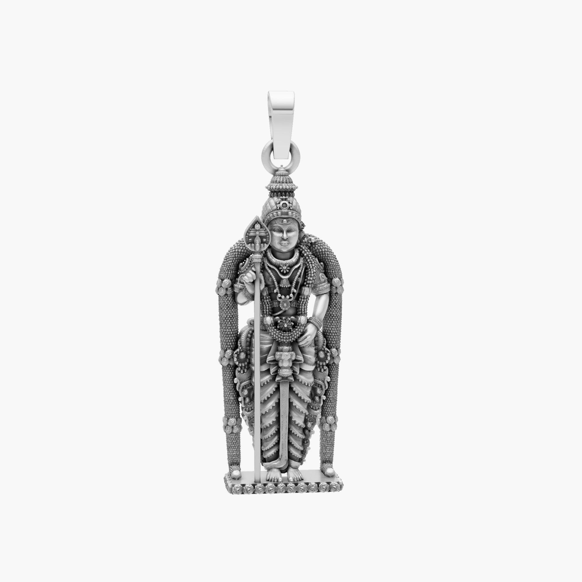 SILVER LORD MURUGAN WITH VEL RELIGIOUS PENDANT