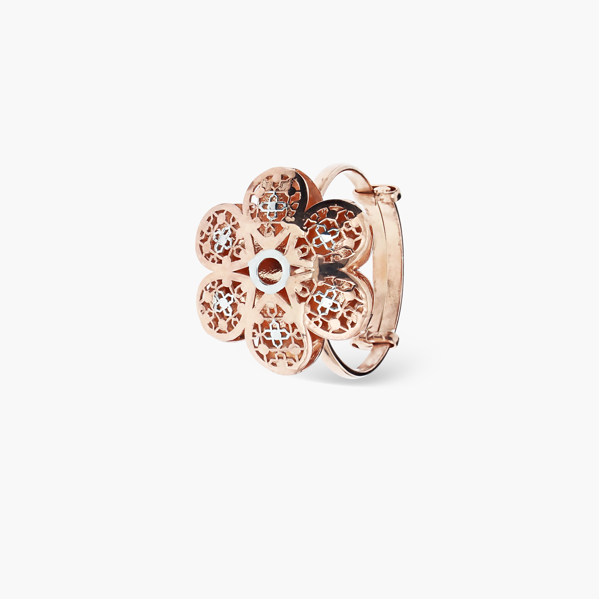 925 ROSE GOLD FLORAL FILIGREE STATEMENT RING