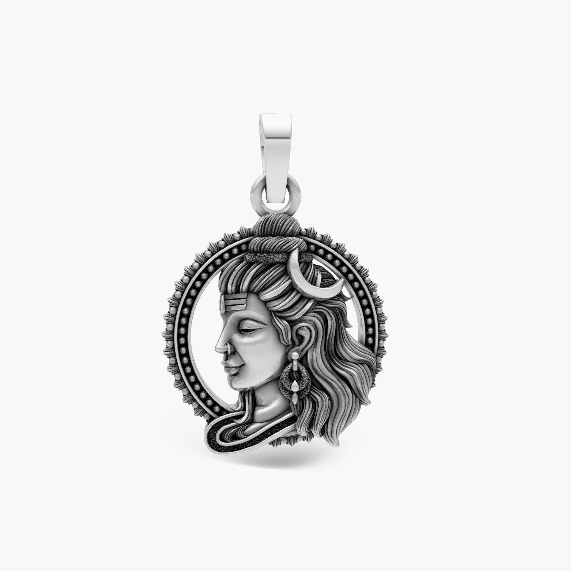 LORD SHIVA PROFILE PENDANT WITH CRESCENT MOON PENDENT