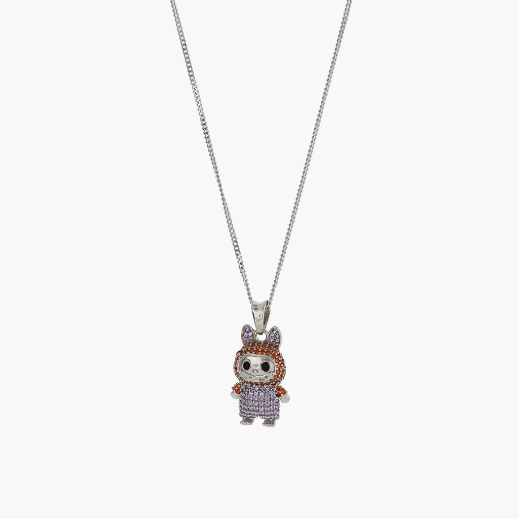 925 SILVER ELEGANT PLATED STUDDED LABUBU PENDENT