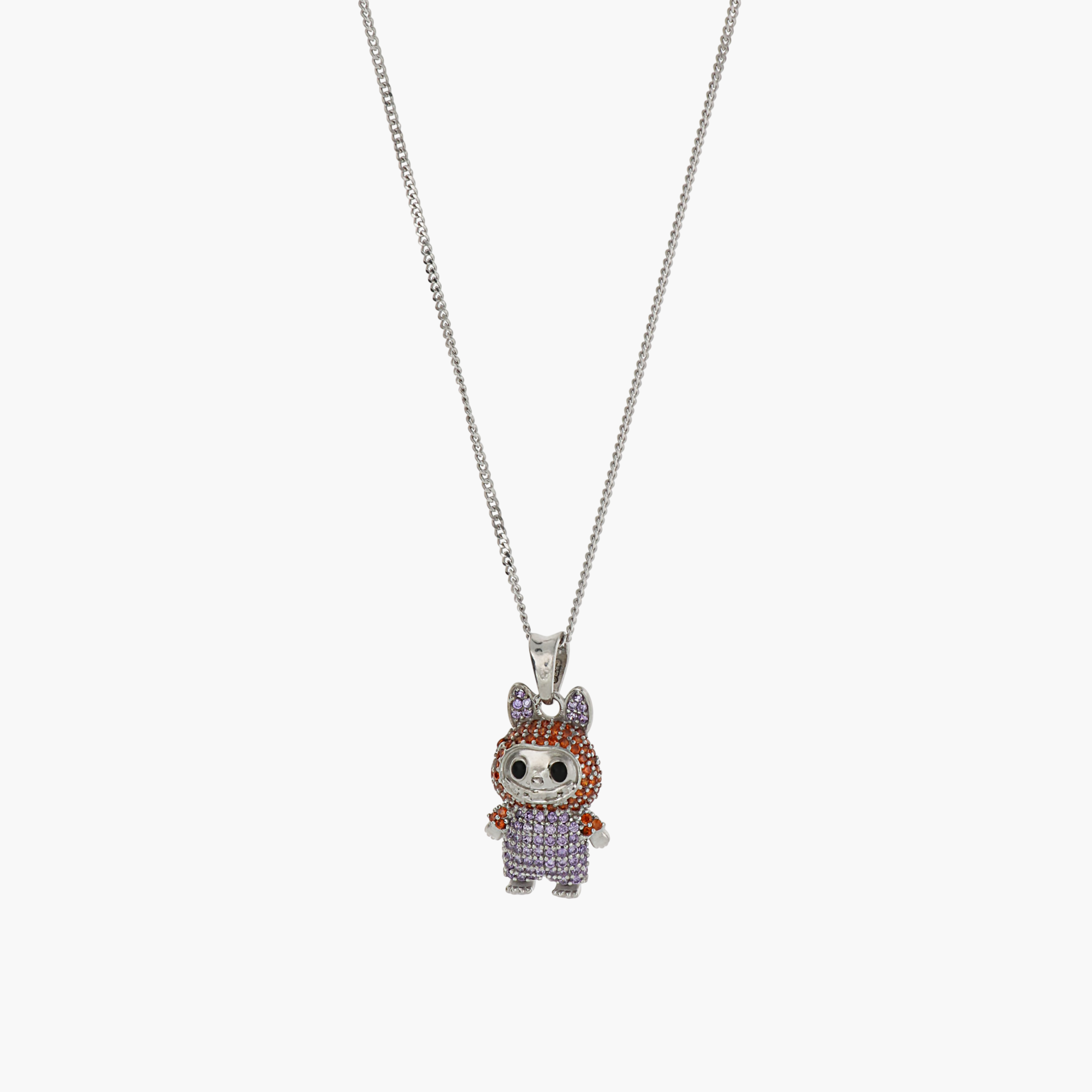 925 SILVER ELEGANT PLATED STUDDED LABUBU PENDENT